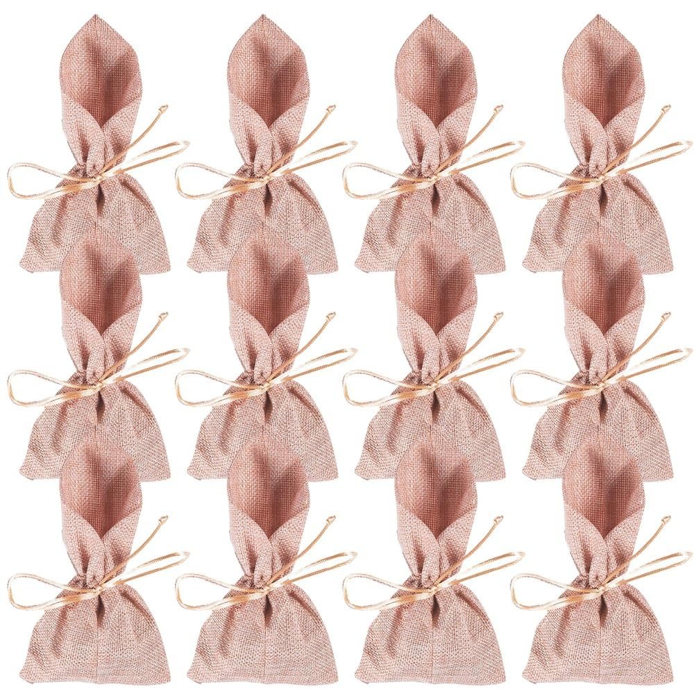 Fun Express PINK FABRIC FAVOR BAG 12PC - Party Supplies - 12 Pieces