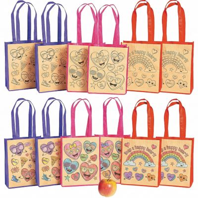 Color Your Own Valentine Craft Tote Bags - Crafts for Kids and Fun Home Activities