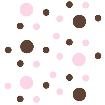 DecalVenue.com Baby Pink/Chocolate Brown Vinyl Wall Stickers - 2 & 4 inch Circles (300 Decals)