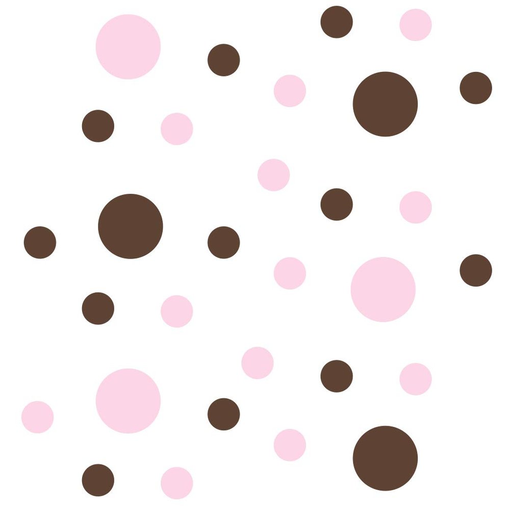 DecalVenue.com Baby Pink/Chocolate Brown Vinyl Wall Stickers - 2 & 4 inch Circles (300 Decals)