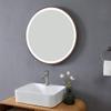 Round Mirror with LED Light Bathroom Mirror Makeup Mirror Illuminated Mirror Wooden Frame, Waterproof Light Strip (Color : Silver, Size : Diameter 60cm(24inches)) view 2