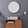 Round Mirror with LED Light Bathroom Mirror Makeup Mirror Illuminated Mirror Wooden Frame, Waterproof Light Strip (Color : Silver, Size : Diameter 60cm(24inches)) view 3