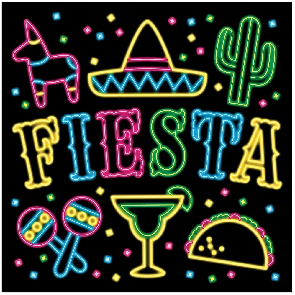 FIESTA NEON BACKDROP - Party Decor - 1 Piece