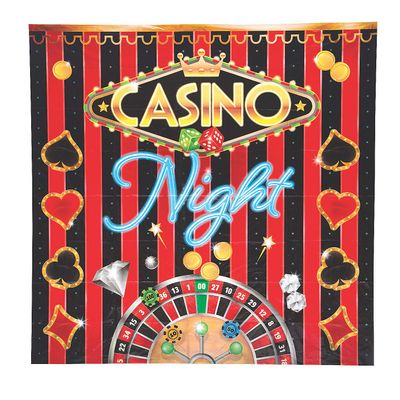 Fun Express Casino Night Backdrop Banner - Perfect Party Decor for Casino Themed Events Poker Nights or Las Vegas Inspired Celebrations - Great for Creating an Exciting Atmosphere - 1 Piece
