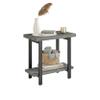 Alaterre Furniture Pomona Metal and Wood 2-Tier End Table, Living Room Furniture, Rustic, Natural Finish with Solid Wood, 2 Shelves in Slate Gray view 1