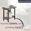 Alaterre Furniture Pomona Metal and Wood 2-Tier End Table, Living Room Furniture, Rustic, Natural Finish with Solid Wood, 2 Shelves in Slate Gray view 4