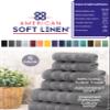 American Soft Linen 100% Carde Cotton 6 Piece Towel Set, 590 GSM Heavy Weight Soft Absorbent Turkish Towels for Bathroom, Cool Grey view 4