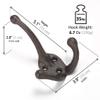 Ambipolar 5-Pack TriLeg Coat Hooks. Wall Mounted, Heavy Duty Decorative Black Wall Hooks for Mudroom, Hat Rack, Purse Hooks. Cast Iron Decorative Antique Black Hooks view 3