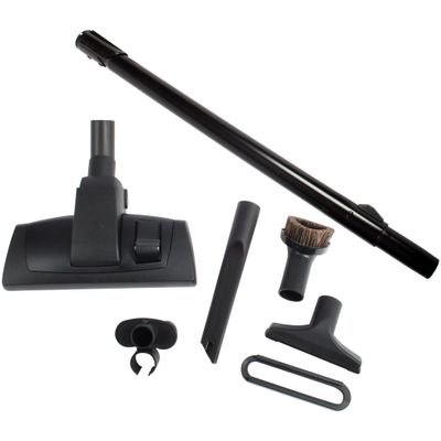 Cen-Tec Systems 95094 12" Combination Hard Floor and Carpet Vacuum Nozzle and Attachments with Button Locking Telescopic Chrome Wand, Black