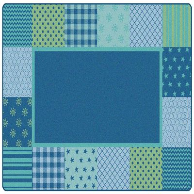 Carpets for Kids 1554 KIDSoft Pattern Blocks Classroom Seating Rug 4ft x 6ft Rectangle Blue