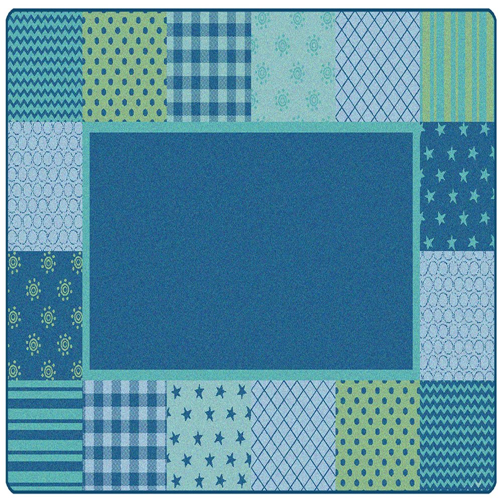 Carpets for Kids 1554 KIDSoft Pattern Blocks Classroom Seating Rug 4ft x 6ft Rectangle Blue
