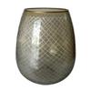 A&B Home Cross-Cut Pattern Glass Candle Holder with Metallic Gold Rim Brown view 1
