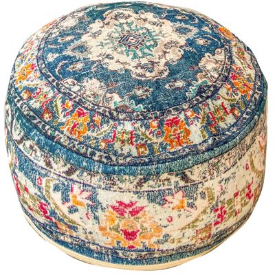 Moroccan Floor Pillow Cover Blue Round Floor Cushion Boho Room Dcor Moroccan Seating Area Perfect Pouf Ottoman for Living Room, Bedroom, Nursary or Children Room Cotton 24x8 Unstuffed