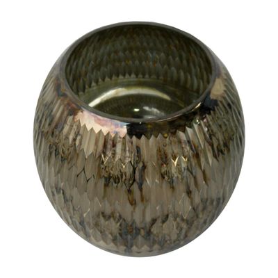 A&B Home Diamond Pattern Glass Candle Holder - Brown Finish