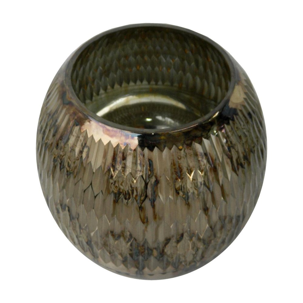 A&B Home Diamond Pattern Glass Candle Holder - Brown Finish