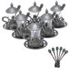 Alisveristime Handmade Turkish Tea Glass Set - Traditional Turkish Motifs, Set of 6 with Lids and Bonus Tea Spoons (Autentic Black) view 1