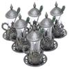 Alisveristime Handmade Turkish Tea Glass Set - Traditional Turkish Motifs, Set of 6 with Lids and Bonus Tea Spoons (Autentic Black) view 3