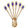 Alisveristime Handmade Turkish Tea Glass Set - Traditional Turkish Motifs, Set of 6 with Lids and Bonus Tea Spoons (Gold) view 4