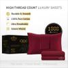 1000 Thread Count Egyptian Cotton Sheets Set King Size, 100% Cotton 4 Pc Bed Sheet, Luxury Hotel Cooling Sheets, Breathable Soft Smooth Sateen Weave, 18 Inch Deep Pocket, Burgundy King Sheet view 2