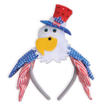 Beistle 60866 Patriotic American Eagle Headband 4th Of July, USA Headwear, Labor Day Party Accessory, One Size, Red/White/Blue/Yellow