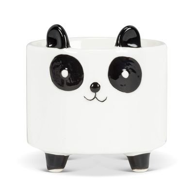 Abbott Collection 27-MINIKIN-353 Sm Panda on Legs Planter-3.5" H, 3.5 inches H, White/Black