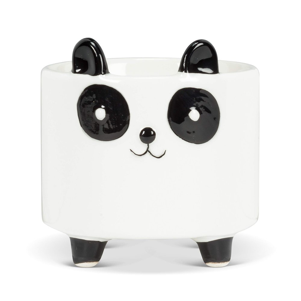 Abbott Collection 27-MINIKIN-353 Sm Panda on Legs Planter-3.5" H, 3.5 inches H, White/Black
