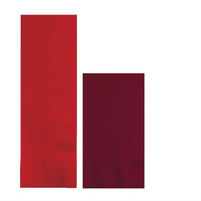 Converting Paper Bulk Party Napkin Bundle, 100 Red Dinner and 200 Burgundy Beverage/Cocktail Paper Napkins, Box of 300 Napkins