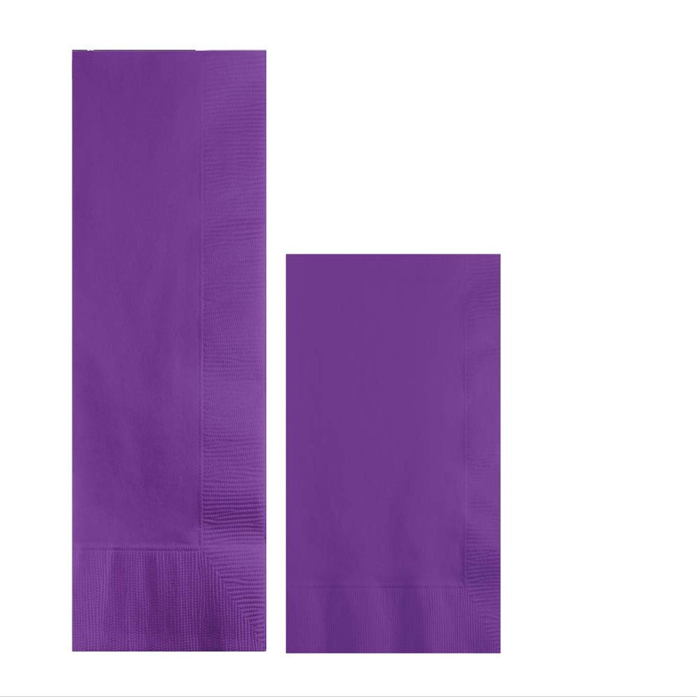 Converting Paper Bulk Party Napkin Bundle, 100 Amethyst Purple Dinner and 200 Amethyst Beverage/Cocktail Paper Napkins, Box of 300 Napkins