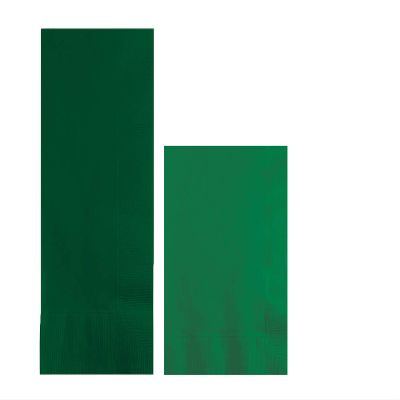 Converting Paper Bulk Party Napkin Bundle, 100 Hunter Green Dinner and 200 Emerald Green Beverage/Cocktail Paper Napkins, Box of 300 Napkins