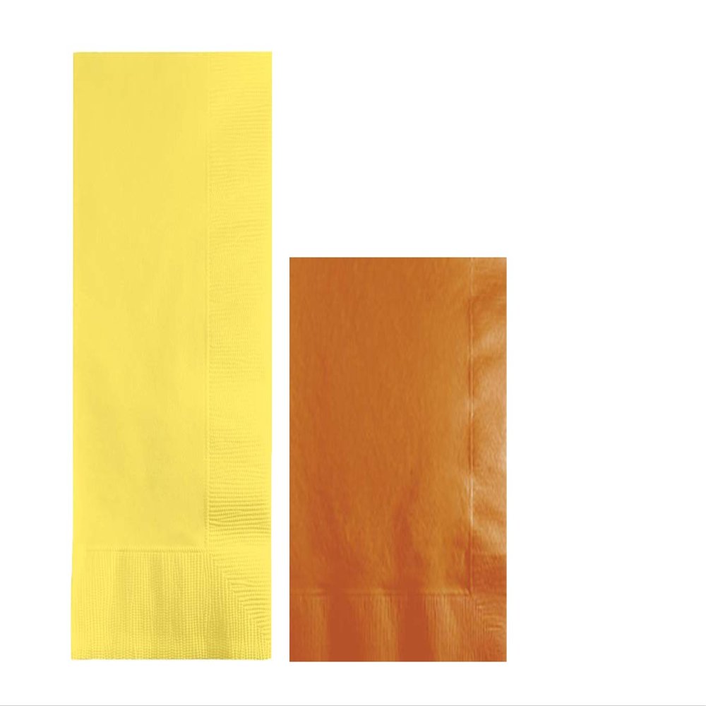 Converting Paper Bulk Party Napkin Bundle, 100 Light Yellow Dinner and 200 Pastel Blue Beverage/Cocktail Paper Napkins, Box of 300 Napkins