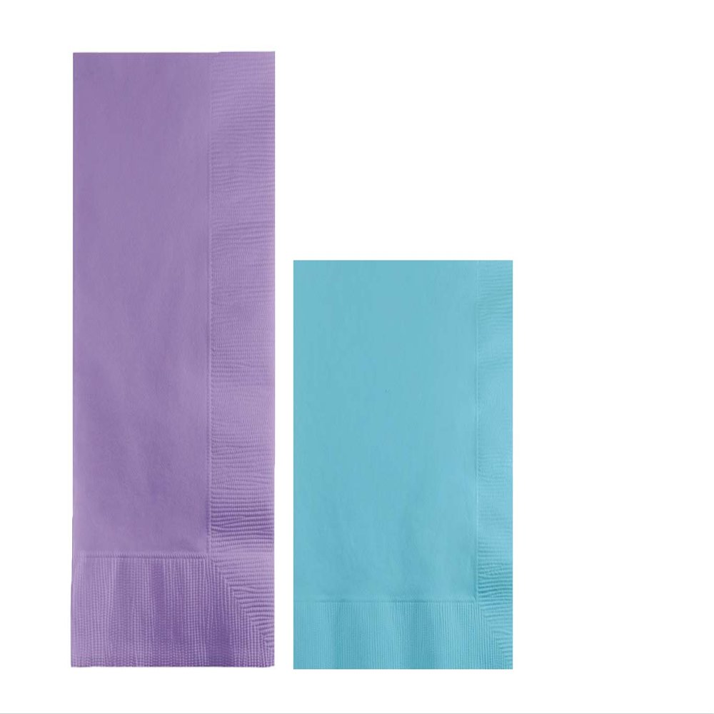 Converting Paper Bulk Party Napkin Bundle, 100 Lavender Dinner and 200 Pastel Blue Beverage/Cocktail Paper Napkins, Box of 300 Napkins