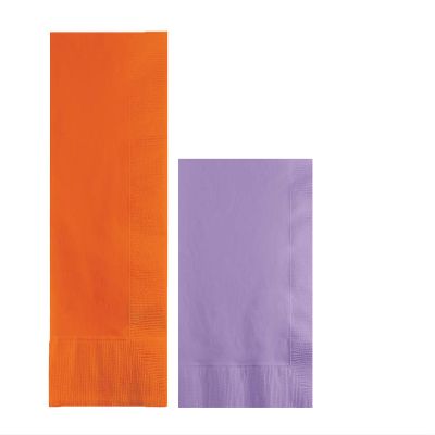 Converting Paper Bulk Party Napkin Bundle, 100 Sunkiss Orange Dinner and 200 Lavender Beverage/Cocktail Paper Napkins, Box of 300 Napkins