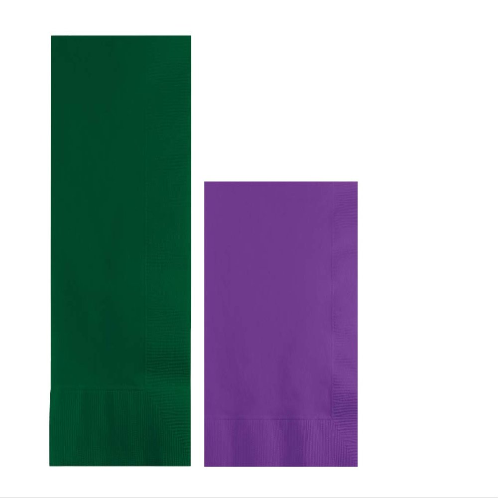 Converting Paper Bulk Party Napkin Bundle, 100 Hunter Green Dinner and 200 Bermuda Blue Beverage/Cocktail Paper Napkins, Box of 300 Napkins