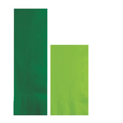 Converting Paper Bulk Party Napkin Bundle, 100 Emerald Green Dinner and 200 Lime Green Beverage/Cocktail Paper Napkins, Box of 300 Napkins