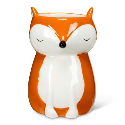 Abbott Collection Mini Sitting Fox Planter/Vase - Ceramic, Orange (4" H)