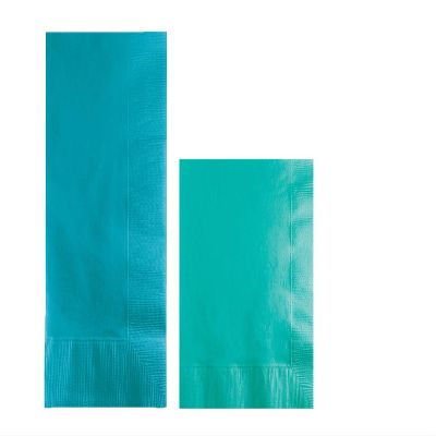Converting Paper Bulk Party Napkin Bundle, 100 Bermuda Blue Dinner and 200 Teal Green Beverage/Cocktail Paper Napkins, Box of 300 Napkins