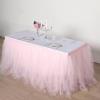 Efavormart 17ft Full Size 4 Layer Fluffy Tulle - Tutu Table Skirt for Dining Catering Wedding Birthday Party Events - Blush view 1