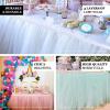 Efavormart 17ft Full Size 4 Layer Fluffy Tulle - Tutu Table Skirt for Dining Catering Wedding Birthday Party Events - Blush view 4