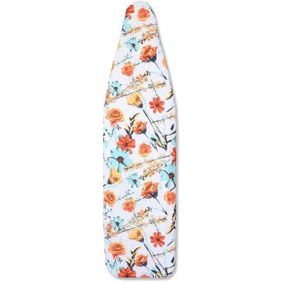 Juvale Ironing Board Cover & Pad - Standard Size 15 x 54 in, Multicolor Floral Print - Extra-Thick Laminated Cotton & Foam Padding with Drawstring Fit - Slip-On Iron Board Cover
