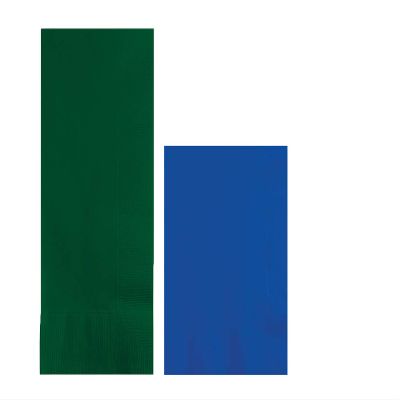 Converting Paper Bulk Party Napkin Bundle, 100 Hunter Green Dinner and 200 Cobalt Blue Beverage/Cocktail Paper Napkins, Box of 300 Napkins