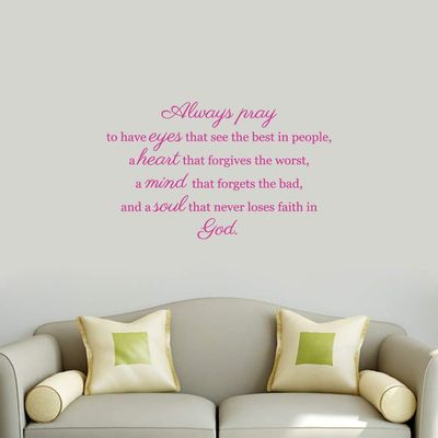 Sweetums Signatures - Wall Decal for Living Room, Bedroom - Always Pray, Religious Sticker - Multiple Size Options - Select Your Color (Hot Pink, 36" Wide x 22" Tall)