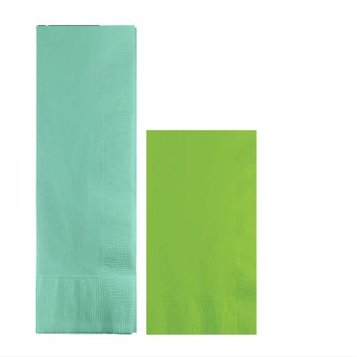 Converting Paper Bulk Party Napkin Bundle, 100 Mint Green Dinner and 200 Lime Green Beverage/Cocktail Paper Napkins, Box of 300 Napkins