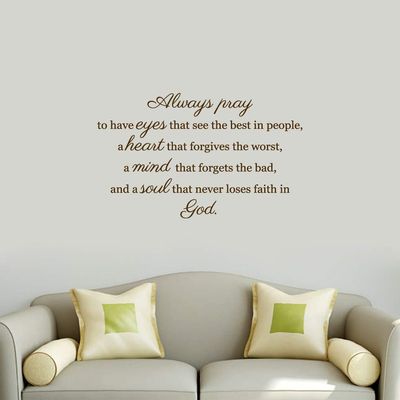 Sweetums Signatures - Wall Decal for Living Room, Bedroom - Always Pray, Religious Sticker - Multiple Size Options - Select Your Color (Brown, 36" Wide x 22" Tall)