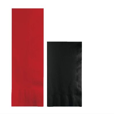 Converting Paper Bulk Party Napkin Bundle, 100 Red Dinner and 200 Black Beverage/Cocktail Paper Napkins, Box of 300 Napkins