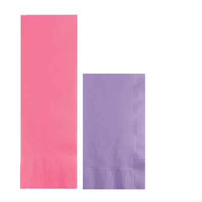 Converting Paper Bulk Party Napkin Bundle, 100 Candy Pink Dinner and 200 Lavender Beverage/Cocktail Paper Napkins, Box of 300 Napkins