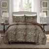 Grand Linen 3-Piece Fine Animal Print Oversize (100" X 95") Quilt Set, Bedspread Coverlet Queen Size Bed Cover (Brown, Black Leopard Print) view 1