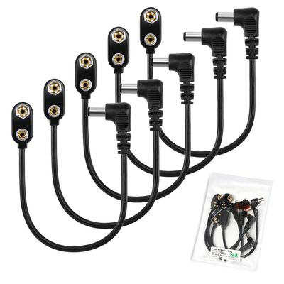 CHANZON UL Wires 9v Battery Power Supply Clip with 2.1mm x 5.5mm Right Angle Male DC Connector Plug Adapter I-Type Plastic Holder 5pcs kit for Arduino LED Strip
