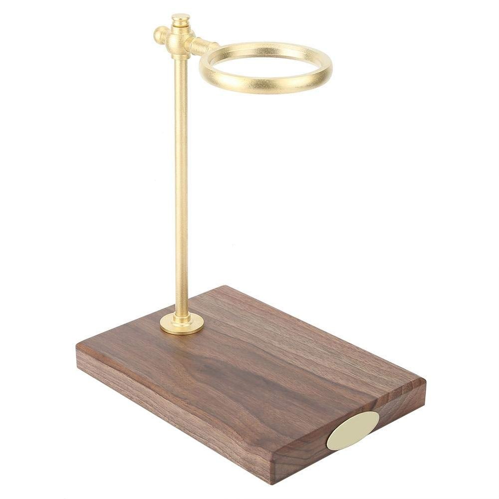 Pour Over Coffee Dripper, Wooden Brass Coffee Filter Holder Pour Over Coffee Maker Drip Filter Cup Rack Stand