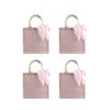 Bulk Bridesmaid Gift Bags Burlap Tote with Pink Ribbon Bachelorette Party Jute Handbag (Pack of 4) view 1