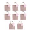 Bulk Bridesmaid Gift Bags Burlap Tote with Pink Ribbon Bachelorette Party Jute Handbag (Pack of 8) view 1